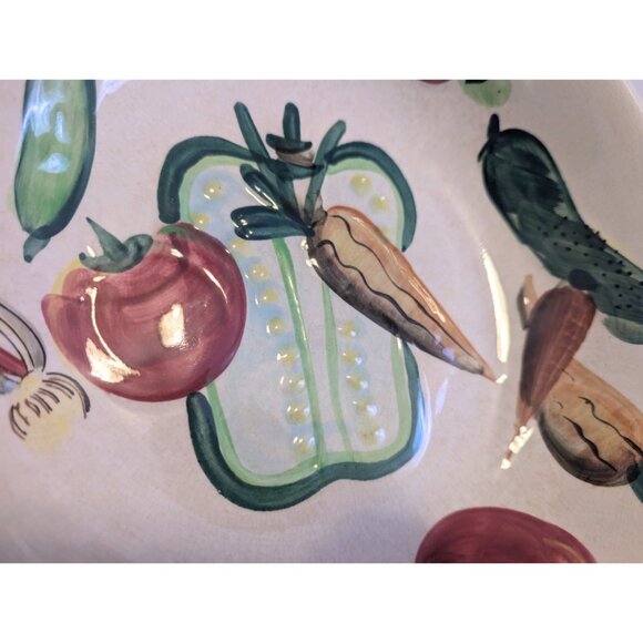 Vintage Hand Painted Ceramic Salad Serving Platter Veggie Relief Japan 11.5" - Picture 5 of 8